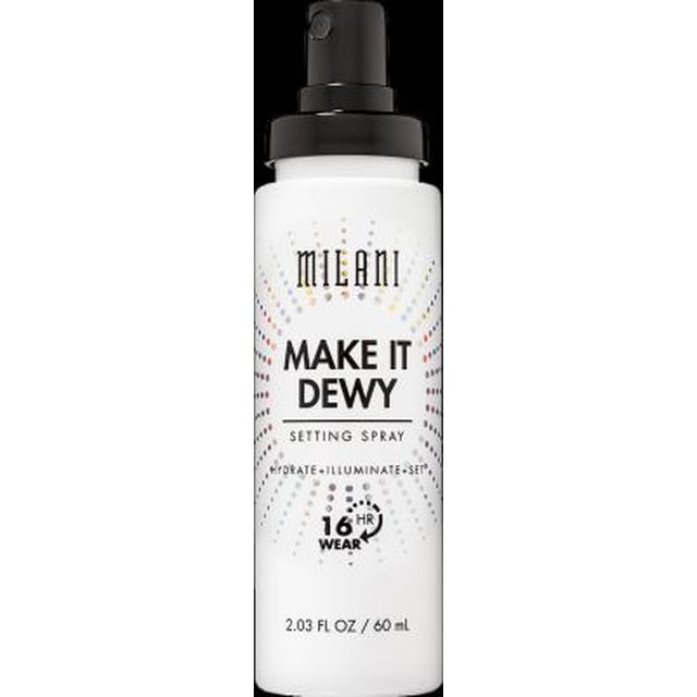 Milani Make It Dewy Setting Spray 3 en 1- Hidrata + Ilumina + Set (2.03 Fl. Oz.) Spray de acabado de maquillaje - Primer de maquillaje y spray de ajuste hidratante