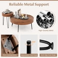 thumbnail image 5 of Set of 2 Solid Wood Round Coffee Table with Metal Legs, Farmhouse Nesting Coffee Table Center Table for Living Rooms,Brown, 5 of 9