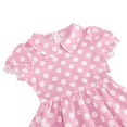 thumbnail image 5 of Lumtrix Girls Short Sleeve 50s Lapel Vintage Swing Dress Polka Dot Dress Casual A-Line Party Dress for 3-14 Years Pink 140, 5 of 7