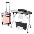 thumbnail image 1 of Byootique Manicure Table Nail Desk & Rolling Makeup Train Case Kit Salon CB Dusk, 1 of 9