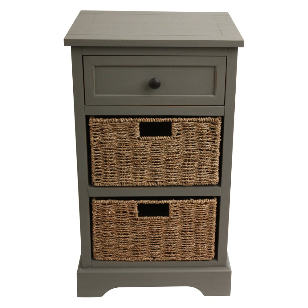 Two Basket Side Table Storage Chest
