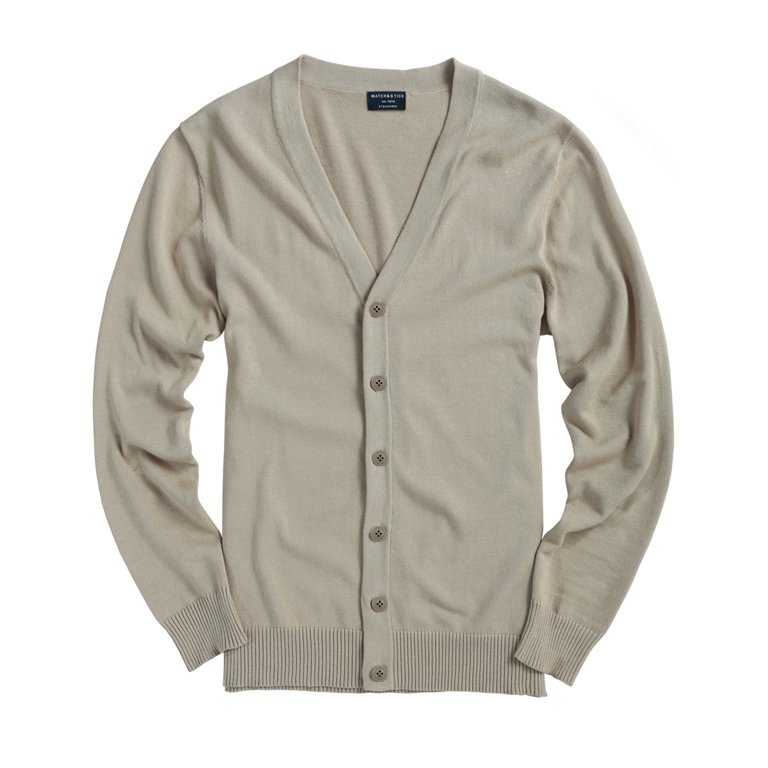 Matchstick Men's Basic Long Sleeve V Neck Cardigan Cotton
