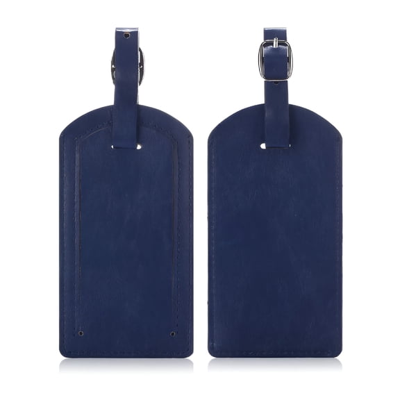 GASTROPOD (2 Pack) Luggage Tag, Travel Pu Leather Tag Address Label Holder with Privacy Cover Suitcase Identifier for Cruise, Airplane, and Traveling (Navy Blue)