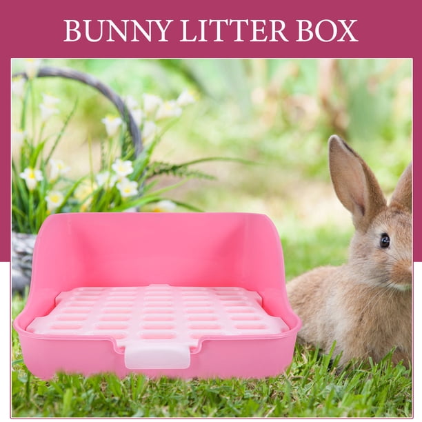Nestingho Detachable Grid Pink Rabbit Potty Trainer Litter Box for Small Pets and Cage Use