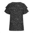 thumbnail image 4 of USSUMA Womens Clothes Womens Summer Tops Round Neck Short Sleeve Keyhole Neck Plus Size Tops for Women Trendy Tee Loose Shirt Date Black Polyester today Discount XXXL, 4 of 5