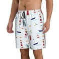thumbnail image 2 of Kll Nautical Lighthouse Sailboat Men'S Casual Summer Beach Shorts Hawaiian Shorts With Pockets-3x-Large, 2 of 9