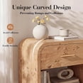 thumbnail image 6 of Vintagearth Nightstand Set of 2, 24" Tall Modern Curved Bedside Table, FSC-Certified Wood End Table, 1 Drawer & 1 Open Storage Shelf, Light Burl, 6 of 9