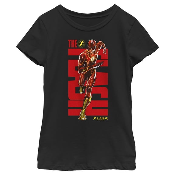 Girl's The Flash Speedster Bold Red Logo Graphic Tee Black X Small