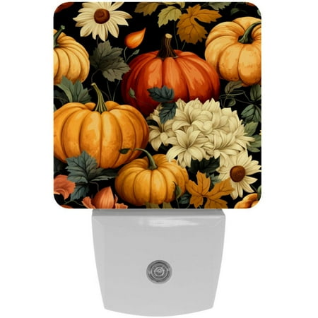 

Thanksgiving LED Square Night Light - Small and Bright Square-shaped LED Night Light for Bedroom Bathroom and Hallway - Compact Plug-in Nightlight with Auto on/Off Sensor