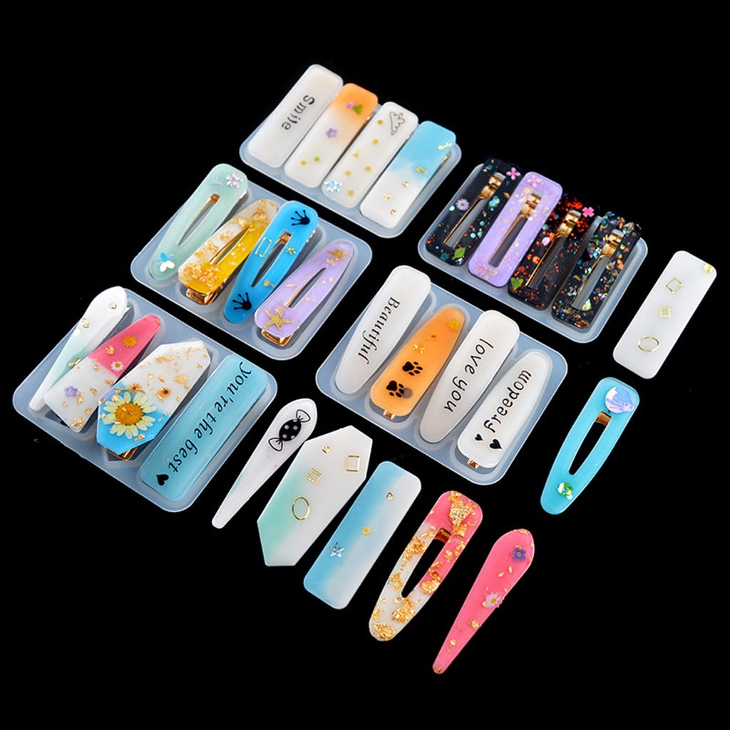 Glossy Silicone Resin Molds Leaves Various Shapes Hairpin Mold Pendant Jewelry Epoxy Resin Crafting Mold