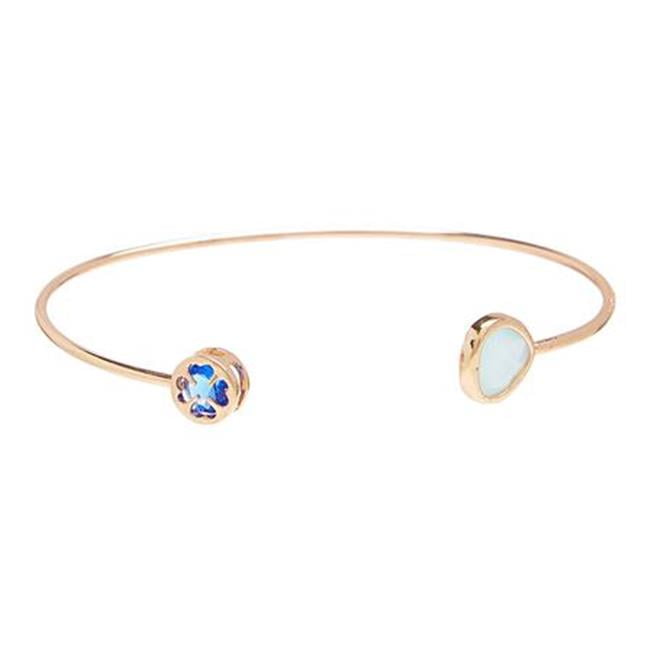 Henri Wills 610210109601 Quatrefoil & Teardrop Shaped Gemstone Open Bangle, Aqua Chalcedony by Henri Wills