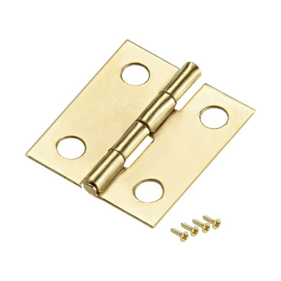 Unique Bargains 0.7' Small Hinge Jewelry Case Wooden Box Hinges Fittings Golden Plain 10pcs