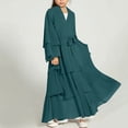 thumbnail image 2 of AINIYS Women Mid Length Lapel Collar Button Closure Windproof Water Resistant Stylish Trench Coat For Commute Outdoor Daily Green 11-12 Years, 2 of 8