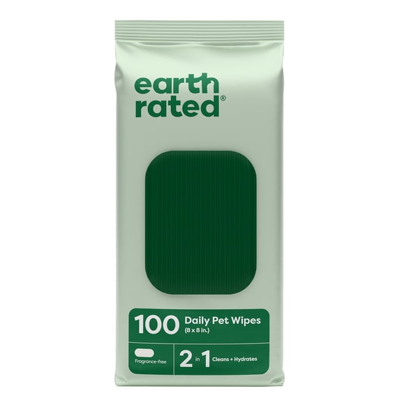 Earth Rated Pet Grooming Wipes for Dogs & Cats, Unscented, Hypoallergenic, 100 Count
