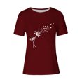 thumbnail image 4 of Tii.MM Hauts d'Été pour Femmes 2025 T-Shirt Graphique à Manches Courtes Col Ras du Cou T-Shirts à Imprimé Pissenlit T-Shirts Mignons Basiques, 4 of 4