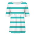 thumbnail image 4 of Floral 3/4 Sleeve Crewneck Tee, Women's Floral Print T Shirt Half Sleeved Round Neck Shirt 3/4 Sleeved T Shirt Loose Large Size T Shirt Green, Xl, 4 of 5