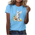 thumbnail image 2 of ClodeEU Women's Easter Print Short Sleeve T Shirt ,Round Neck Fashion Casual Tee Light Blue,Womens Plus XXL, 2 of 5