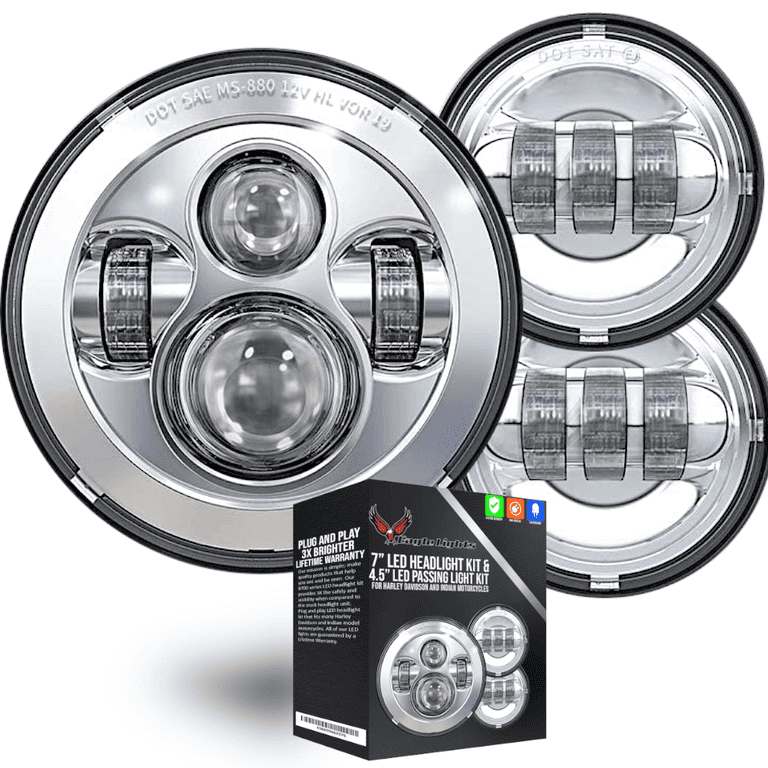 Eagle Lights 7 LED Headlight Kit with Halo Ring for Harley Davidson a
