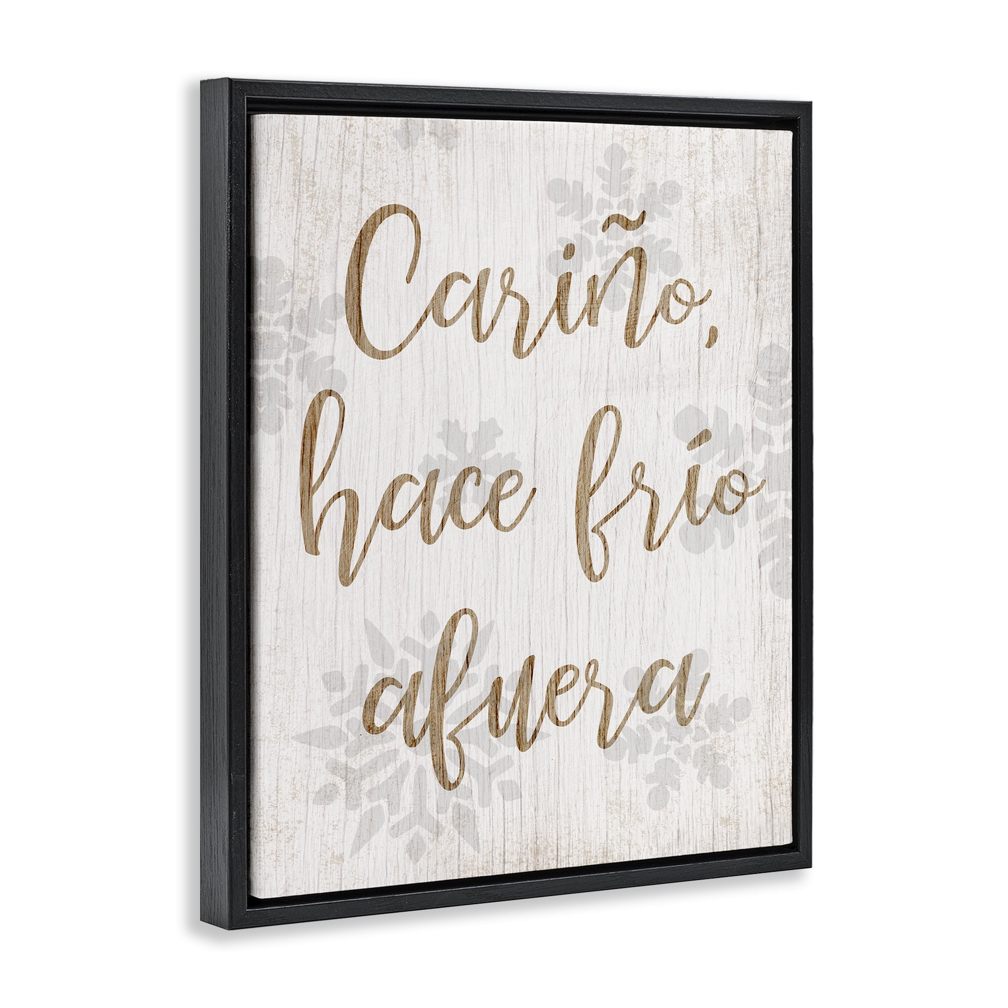 Stupell Industries Cariño Hace Frio Afuera Holiday Painting Black Floater Framed Art Print Wall Art, 17 x 21