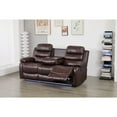 thumbnail image 4 of Faux Leather Manual Reclining Sofa with LED Lights With Drop Down Table, 4 of 5