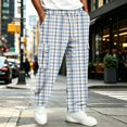 thumbnail image 5 of GrmtClth Men's Pants Lounge Sweatpants Plaid Clothes Comfy Baggy Trendy Soft Waist Drawstring with Pockets Blue XL, 5 of 5