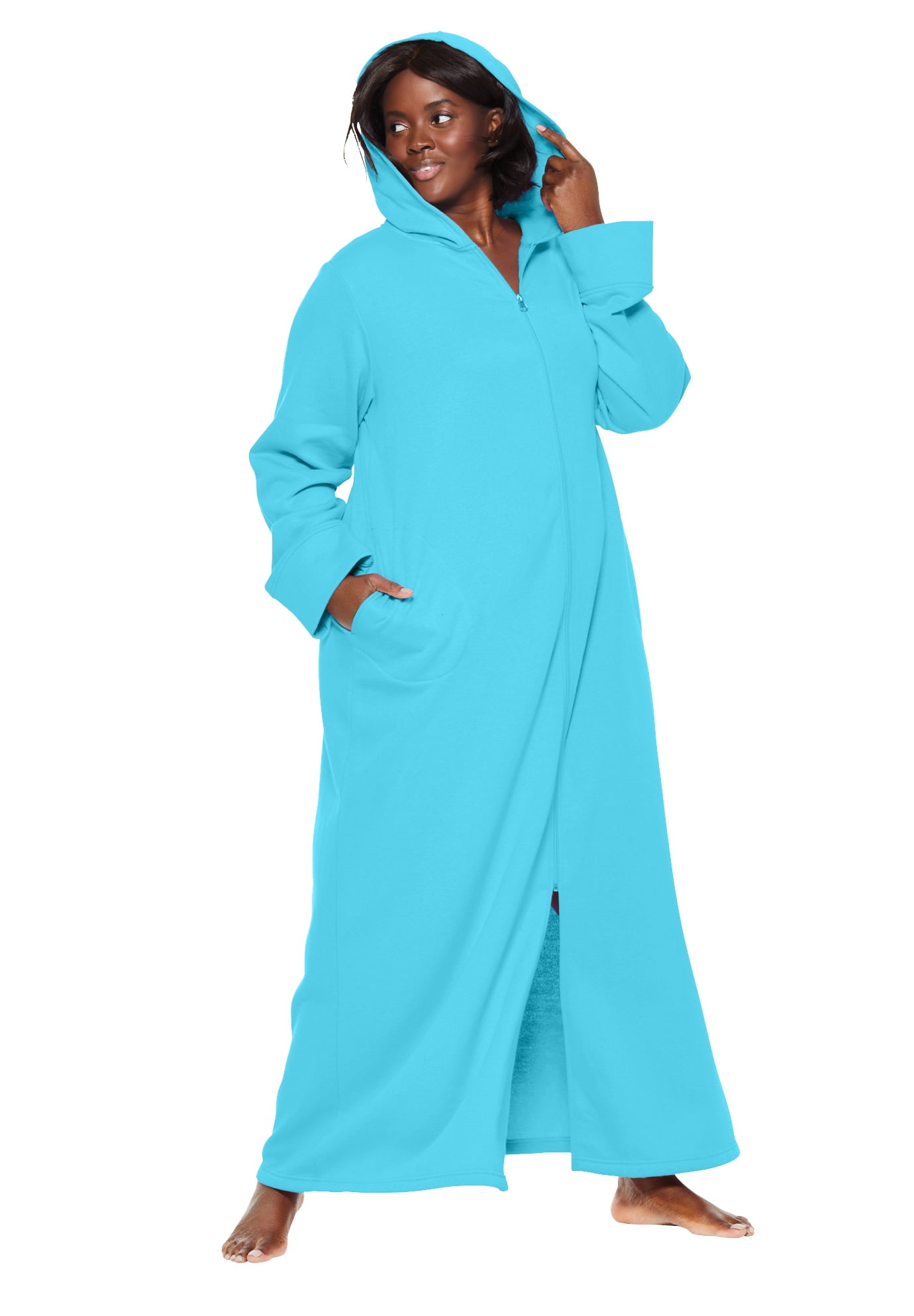 Dreams & Co. Women's Plus Size Hooded Fleece Robe Robe