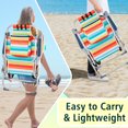 thumbnail image 5 of Portable Outdoor Camping Folding Chair with 5 Position Backrest, Cooler Pouch, Backpack Straps and Cup Holders, Flat-Lying, Heavy Duty Foldable Beach Chairs with Pillow for Patio/Park, Rainbow Stripes, 5 of 9