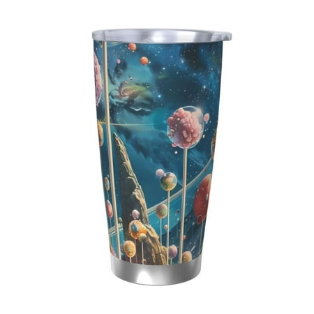 

Goofa Starry Sky Planet Lollipop for 20 oz Skinny Tumbler Stainless Steel Coffee Mug Slim Vacuum Insulated Travel Cup Car Cup-Without Straw
