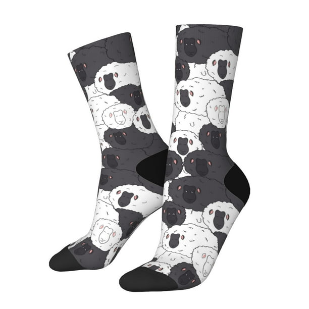 Balery Black And White Sheeps Calcetas Largas con Estampado para Hombre y Mujer – Suaves y Transpirables, Talla Única (US 5-11)