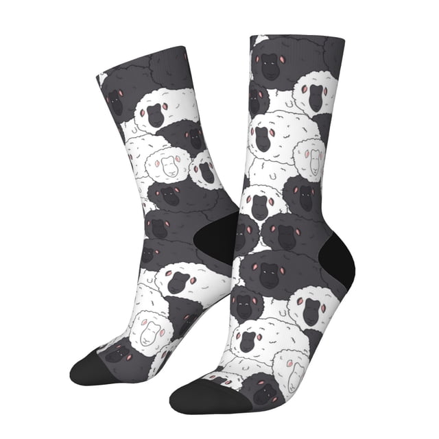Balery Black And White Sheeps Calcetas Largas con Estampado para Hombre y Mujer – Suaves y Transpirables, Talla Única (US 5-11)