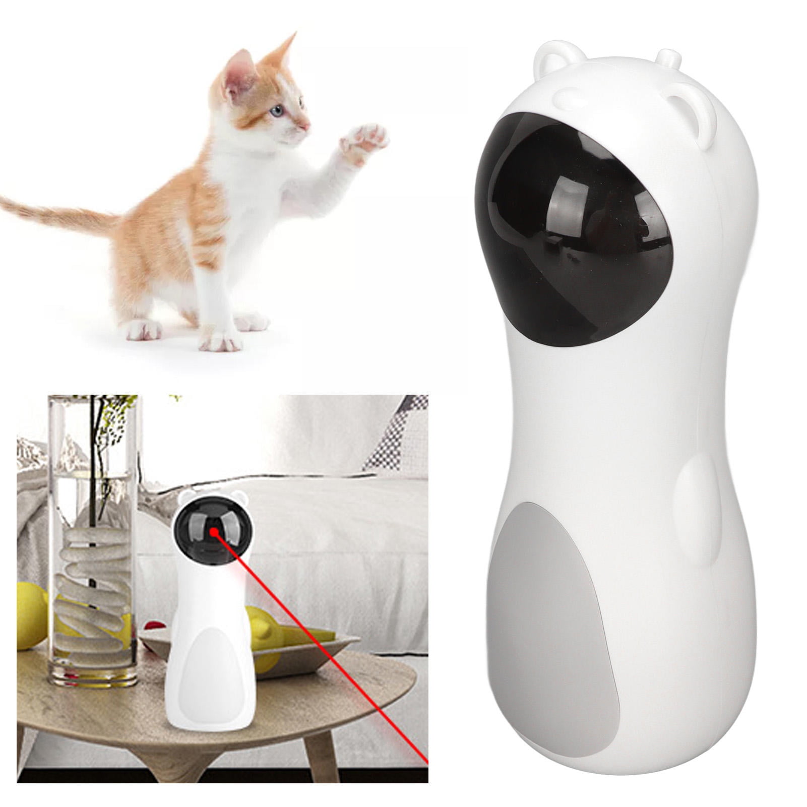 Suodoka Automatic Laser Cat Toy with 5‑Angle Rotation, Dual Power, 15‑Minute Timer, LED & Handheld Mode