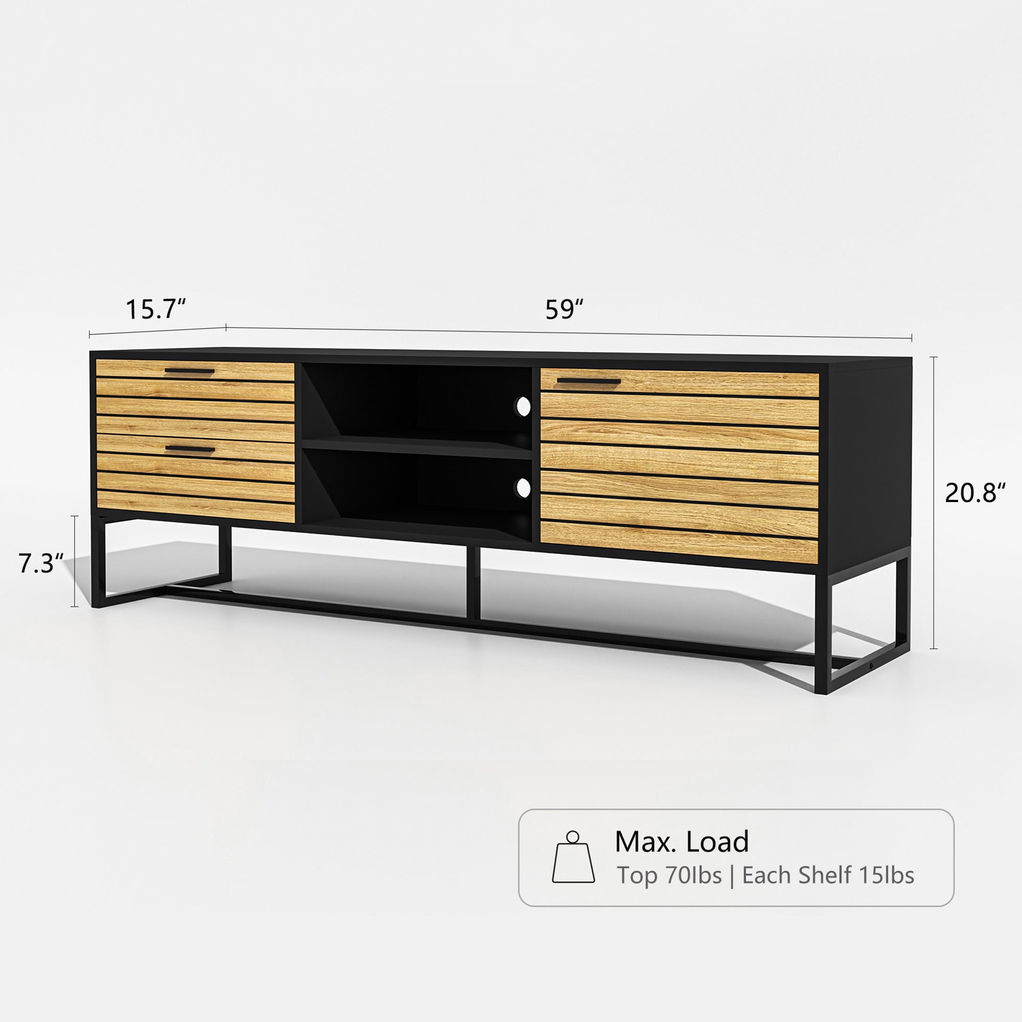 Kadyn TV Console, Modern Entertainment Center for Living Room, TV Stand Console with Drawer and Door, Black