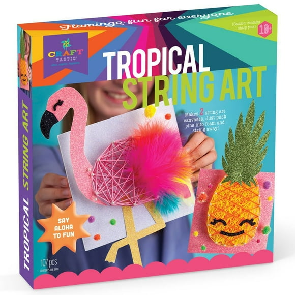 Craft-tastic DIY String Art – Craft Kit for Kids – Everything Included for 2 Arts & Crafts Projects – Features a Fun Flamingo & Pineapple Patterns