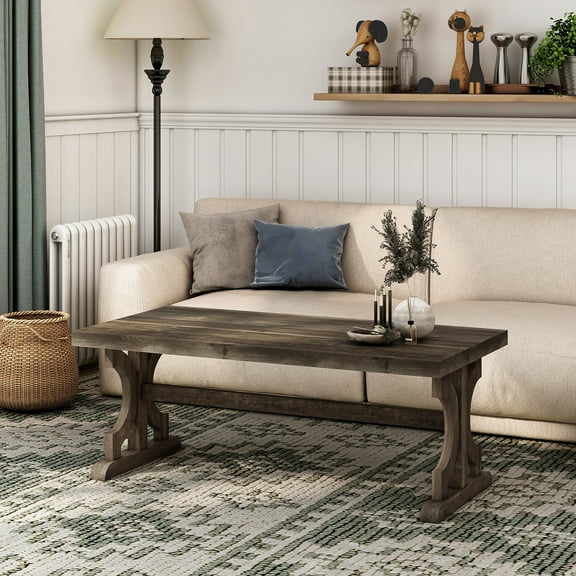 Sharpsville Farrmhouse Wood Rectangle Coffee Table, Reclaimed Oak