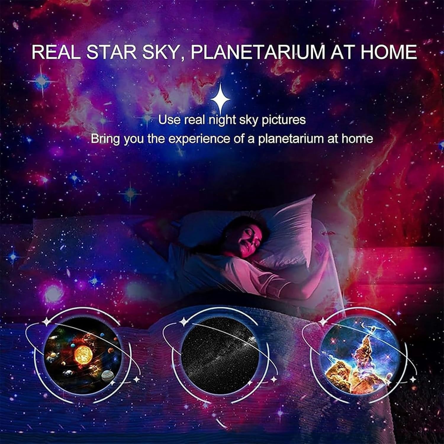 Wadan 13-in-1 Galaxy Star Projector with HD Image Discs, Rotating Sky Effects, Adjustable Brightness – Perfect for Kids’ and Adults’ Bedrooms & Home Decor