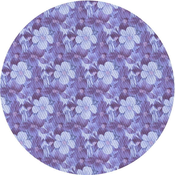 Ahgly Company Indoor Round Patterned Jeans Blue Area Rugs, 4' Round