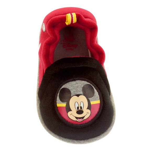 Disney Infant Boys & Girls Red & Black Mickey Mouse Slippers Baby Crib Shoes