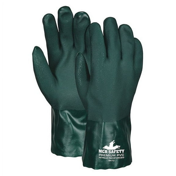 Mcr Safety Chemical Gloves,L,Green,Sandy,PVC,PK12 6412