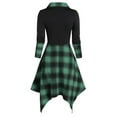 thumbnail image 4 of gakvbuo Checkered Dress for Womens Plus Size Fall Dresses Plaid Tie Shirt Dress Long Sleeve Slim Turn-Down Collar Tunic Tops Asymmetrical High Low Irregular Dress, 4 of 6