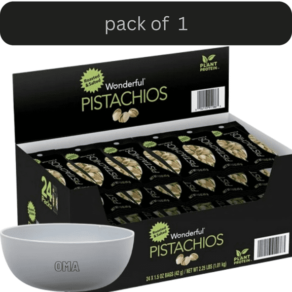 Wonderful Pistachios, Roasted and Salted, 1.5 oz., 24 pk with bowl by OMA