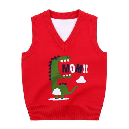 

Newborn Girls Boys Clothes Autumn Winter Baby Knit Sweater Vest Kids Boys Cartoon Dinosaur Pullover V-Neck Sweater Waistcoat Toddler Girl Casual Outfits 1-8T