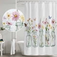 thumbnail image 4 of Shower Curtain Bathroom Set Watercolor Spring Flowers in Vase Waterproof Fabric Shower Curtains with Grommets&Hooks, Farm Floral Butterfly Privacy Bath Curtain for Bathtub 36x72in, 4 of 9
