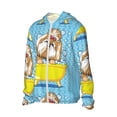 thumbnail image 2 of Daiia Dog Takes a Bath in the Bathtub UPF 50+ Sun Protection Hoodie Jacket Lightweight Long Sleeve Sun Shirt for Women Men with Pocket Hiking Outdoor-Medium, 2 of 9