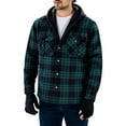 thumbnail image 2 of Windbreaker Jackets for Men Mens Lightweight Jackets Fleece Lined Plaid Hooded Casual Stylish Jacket Warm Winter Button Down Drawstring Flannel Coats with Pockets Thermal Long Sleeve Outerwear, 2 of 5