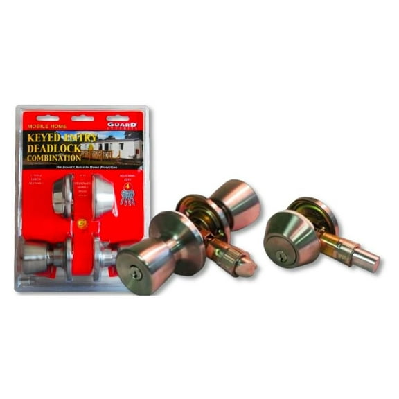 Mobile Home Entry Lockset. Door Lock & Deadbolt. Stainless Steel Keyed Alike