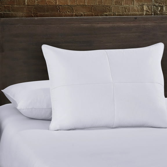 White Feather Goose Down Pillow Set of 2 - 0 Cotton 240tc Cover - Standard Size