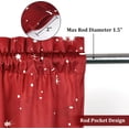 thumbnail image 3 of Red Kitchen Christmas Curtains, Velvet Curtain Set for Kitchen Windows, Floral Snowflake Decoration Cafe Curtains, Thermal Insulated Room Darkening Short Curtain (26" W x 36" L, Set of 2, 3 of 8