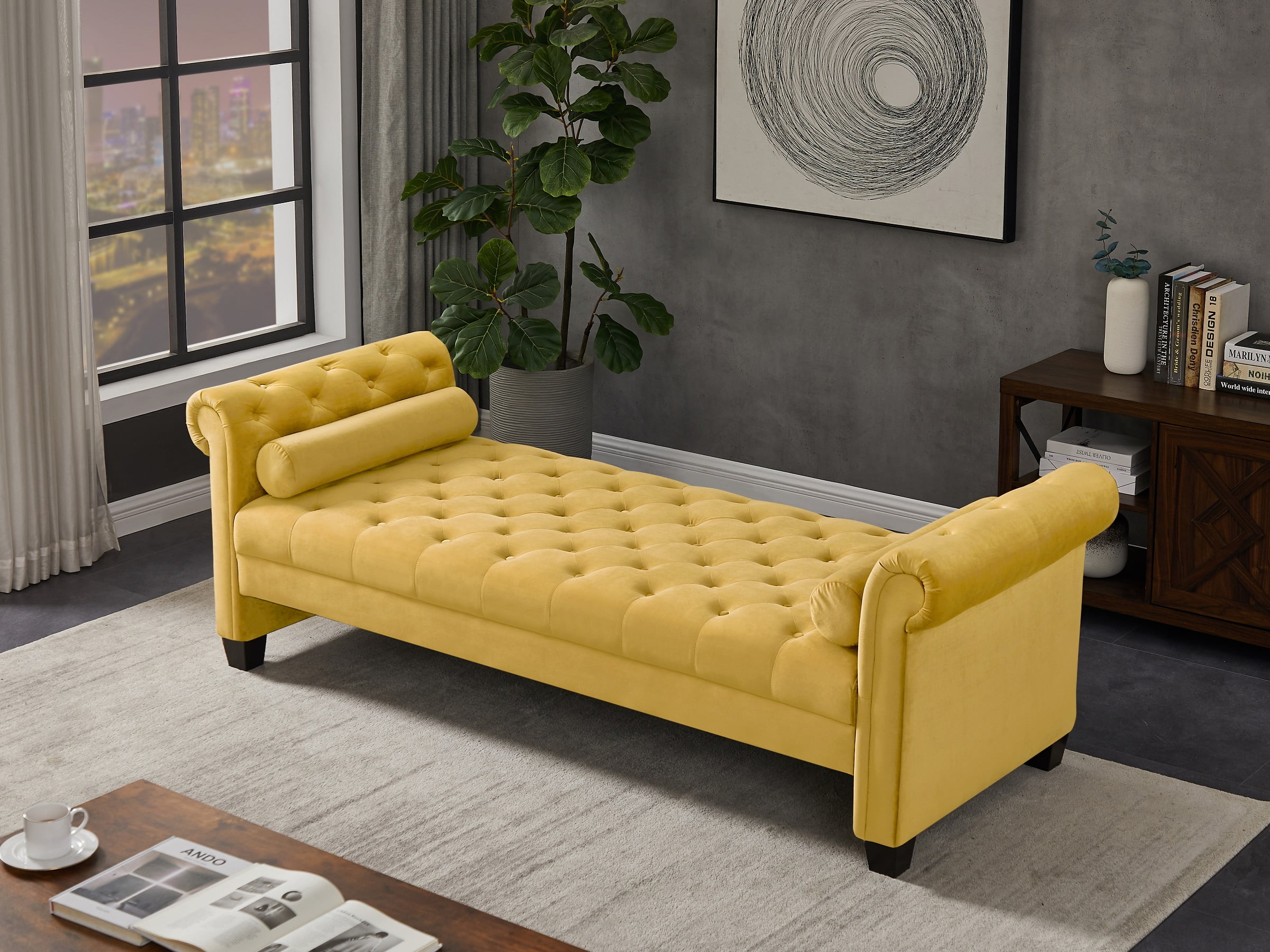 HUTWIFE 82 Inch Velvet End Of Bed Bench Button Tufted Sofa Stool Bench hutwife-82-inch-velvet-end-of-bed-bench-button-tufted-sofa-stool-bench