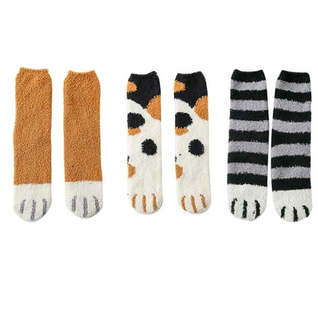 

Yinguo Women Fashion Lovely Cat Claw Coral Thickening Fuzzy Middle stockings Socks