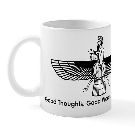 CafePress - Farvahar Design II: Good Thoughts, Words, Deeds Mu - 11 oz Ceramic Mug - Novelty Coffee Tea Cup